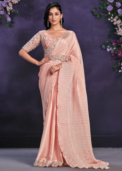 Peach Ready to Wear Designer Saree