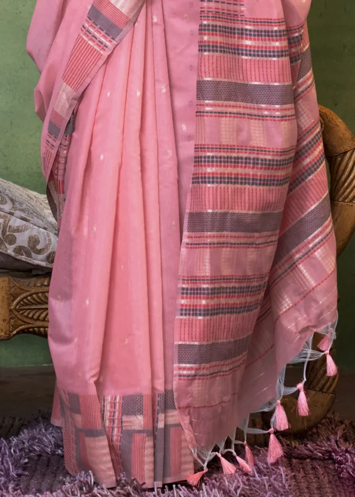 Pink Cotton Silk Saree with Brocade Blouse