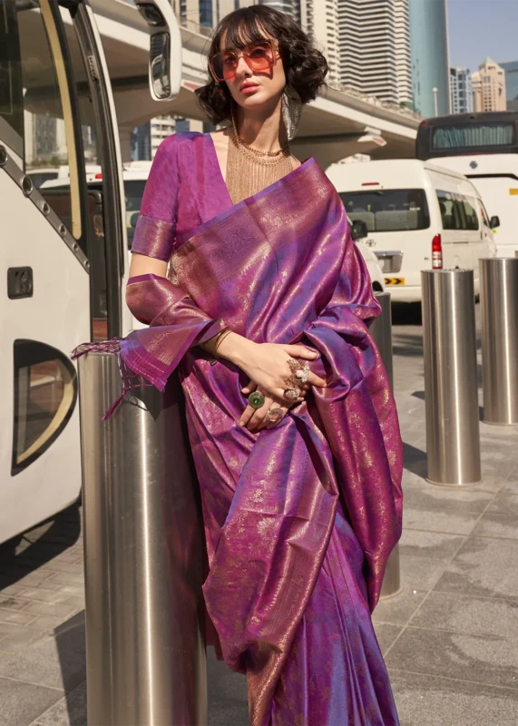 Purple Banarasi Silk Saree