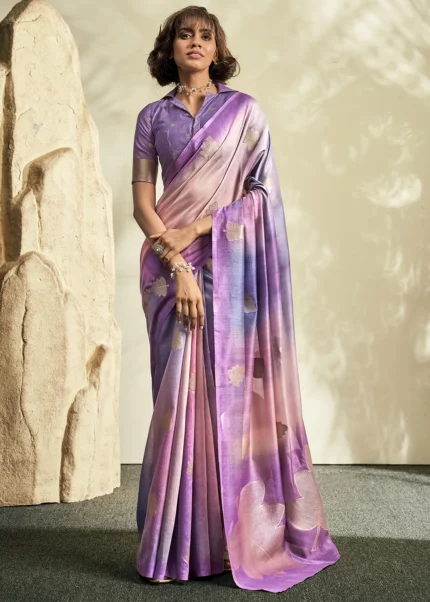 Purple Handloom Khadi Silk Saree