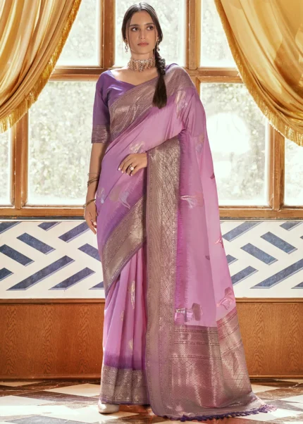 Azalea Pink Banarasi Silk Saree