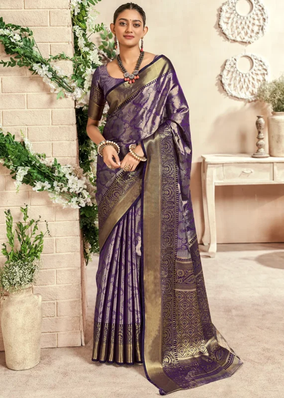 Grape Purple Dharmavaram Silk Saree