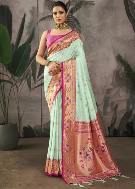 Sea Green Paithani Silk Saree