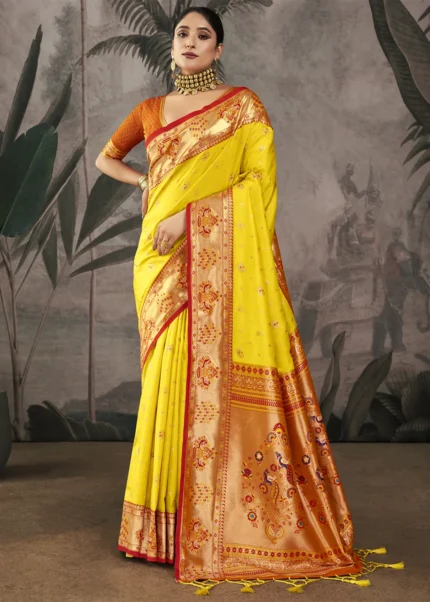 Sunny Yellow Paithani Silk Saree