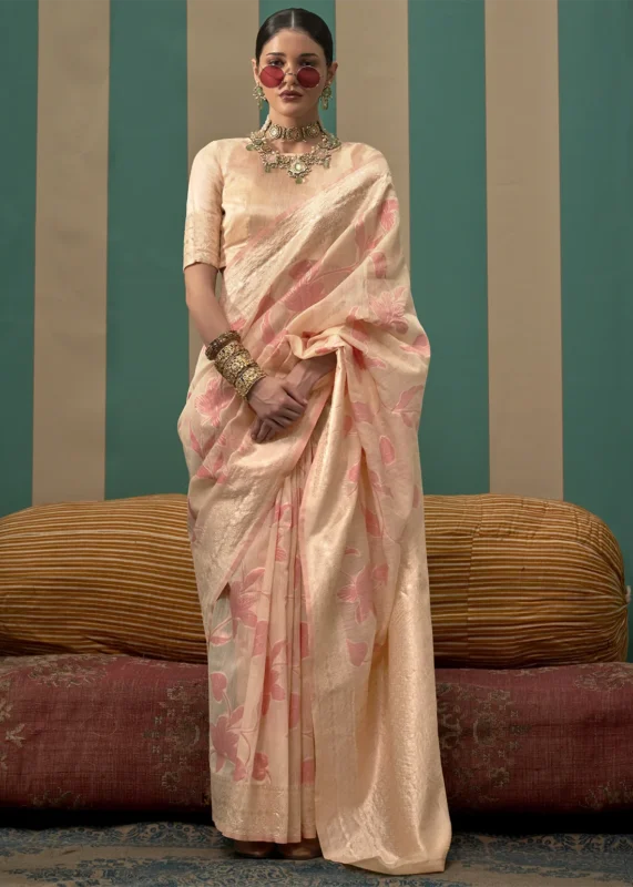 Cream Linen Saree