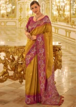 Mustard Yellow Banarasi Silk Saree