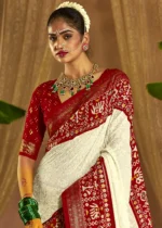 Off White Georgette Chikankari Saree