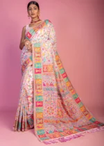 Pink Kashmiri Jamawar Pashmina Saree