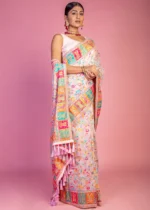 Pink Kashmiri Jamawar Pashmina Saree