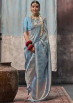 Sky Blue Kanjivaram Silk Saree