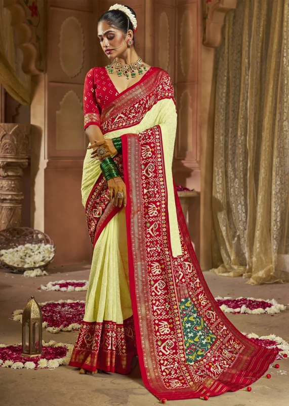 Yellow Georgette Chikankari Saree