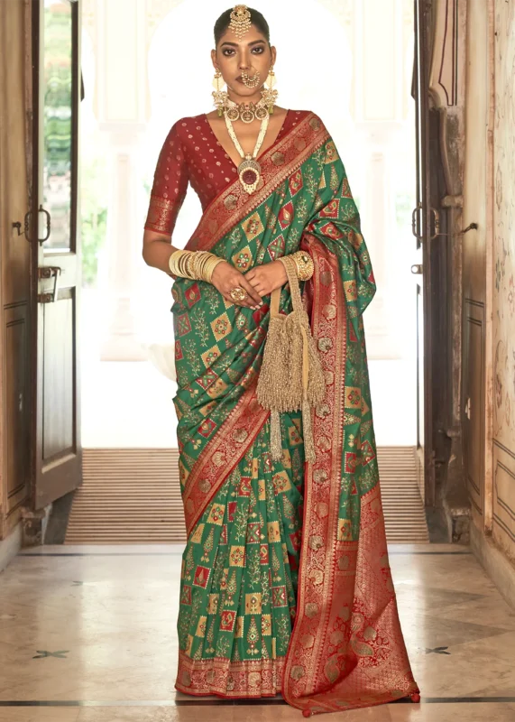 Forest Green Banarasi Saree with Brocade Blouse