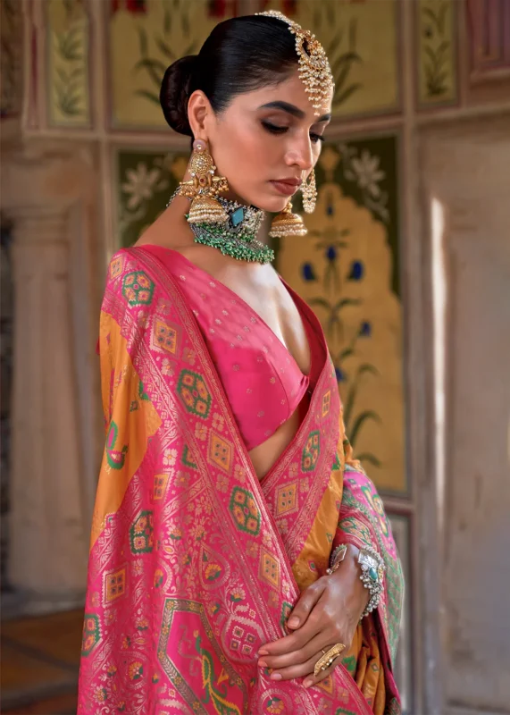 Mustard Yellow Banarasi Saree with Brocade Blouse