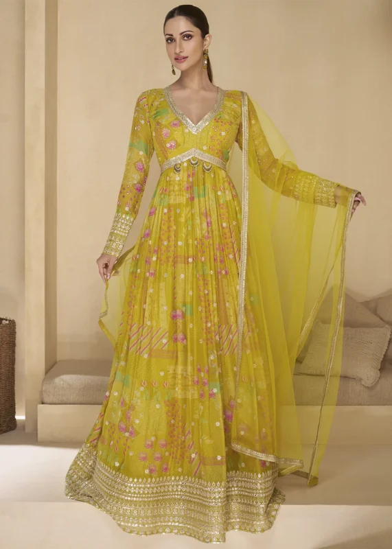 Yellow Georgette Anarkali Gown