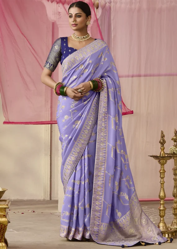 Lavender Banarasi Dola Silk Saree with Brocade Blouse