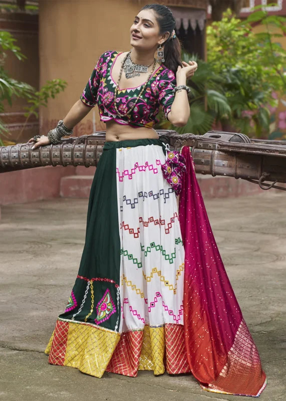 Multicolor Lehenga Choli with Mirror Work