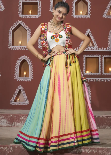 Multicolor Lehenga Choli with Mirror Work