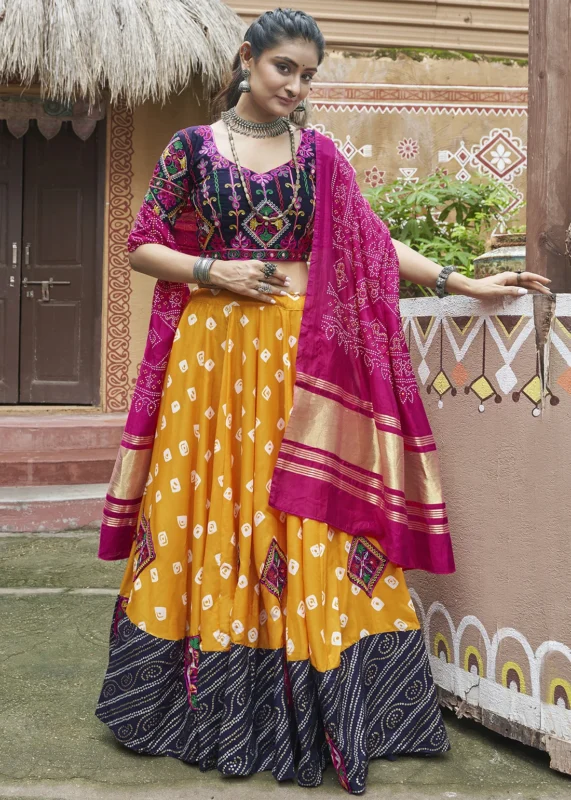 Yellow Lehenga Choli with Mirror Work